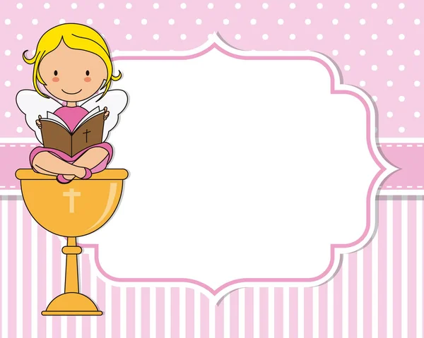 Angel Sitting Chalice Frame Space Text Photo — Stockový vektor