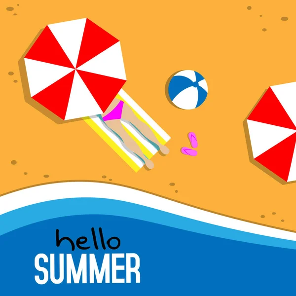 Hola Verano Icono Plano Vector Ilustración Diseño Gráfico — Vector de stock