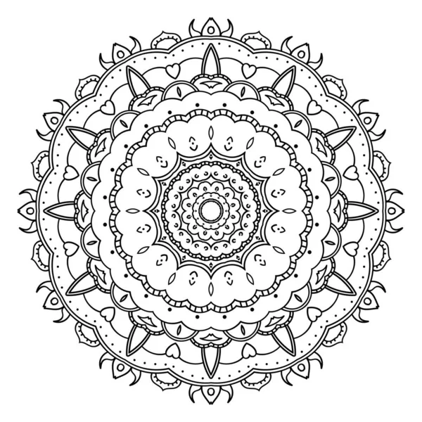 Design Mandala Ethnique Monochrome Motif Décoratif Style Oriental Livre Colorier — Image vectorielle