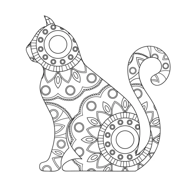 Desenho Livro Para Colorir Gatos Coloração Stress Linhas Pretas Brancas — Vetor de Stock