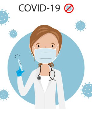Covid-19 aşısı olan kadın doktor. izole vektör