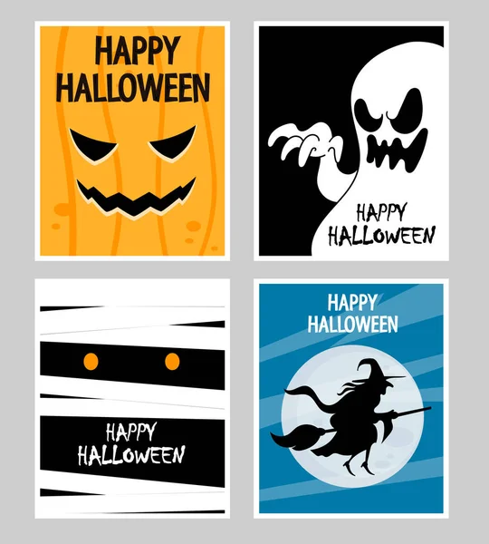 Définir Quatre Bannière Halloween — Image vectorielle
