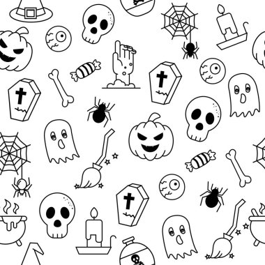 Cadılar Bayramı elementleriyle kusursuz desen