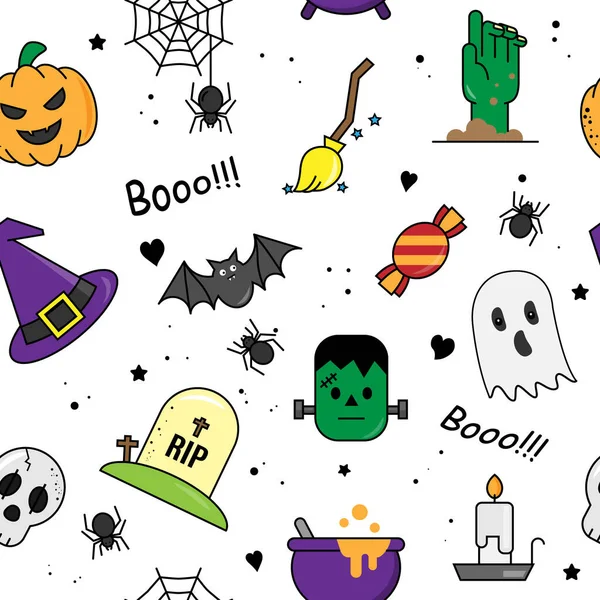 Naadloos Patroon Met Halloween Elementen — Stockvector