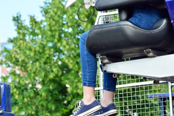 Warsaw Poland May 2018 Brave Citizens Ride Attraction Booster Amusement — Stock Photo, Image