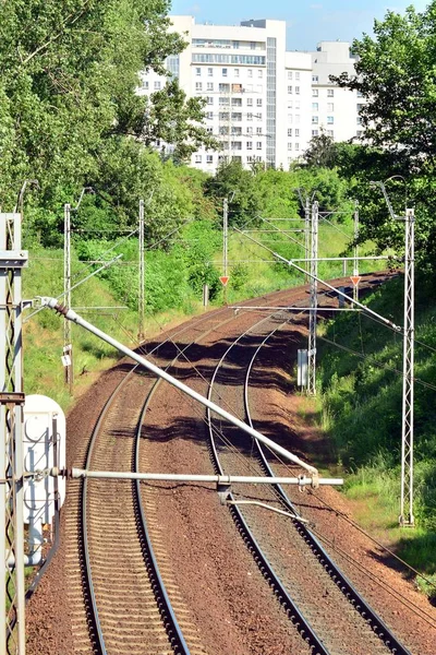 Double Track Spoorlijn Spoorweg Treinrails — Stockfoto