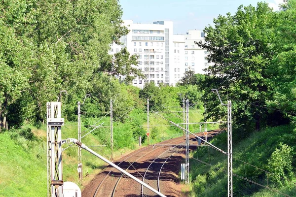 Double Track Spoorlijn Spoorweg Treinrails — Stockfoto