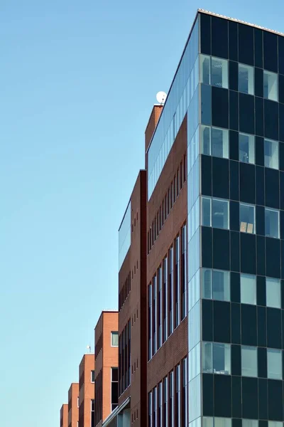Parede Edifício Escritório Moderno Feito Aço Vidro — Fotografia de Stock