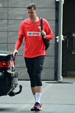 Varşova, Polonya. 12 Haziran 2018. Polonya Millî Futbol Takımı futbolcusu