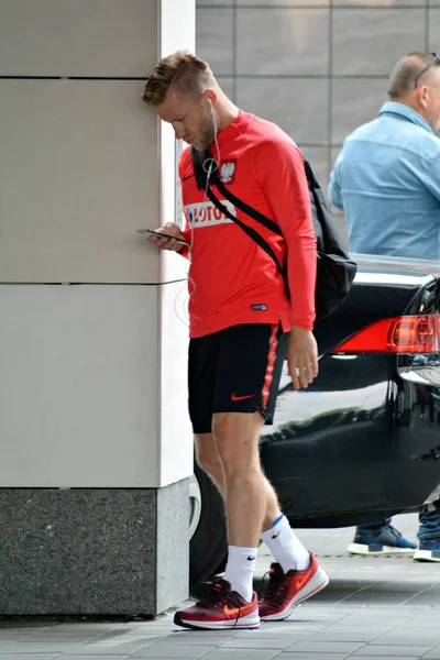 Varşova, Polonya. 12 Haziran 2018. Polonya Millî Futbol Takımı futbolcusu