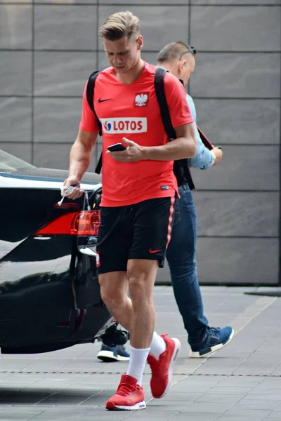 Varşova, Polonya. 12 Haziran 2018. Polonya Millî Futbol Takımı futbolcusu