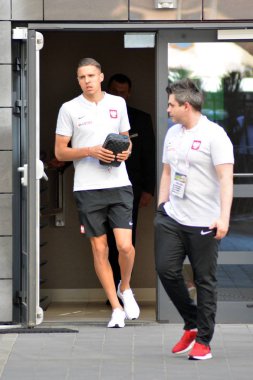 Varşova, Polonya. 12 Haziran 2018. Polonya Millî Futbol Takımı futbolcusu