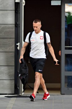 Varşova, Polonya. 12 Haziran 2018. Polonya Millî Futbol Takımı futbolcusu