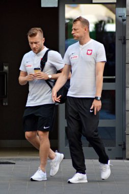 Varşova, Polonya. 12 Haziran 2018. Polonya Millî Futbol Takımı futbolcusu