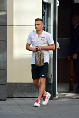 Varşova, Polonya. 12 Haziran 2018. Polonya Millî Futbol Takımı futbolcusu