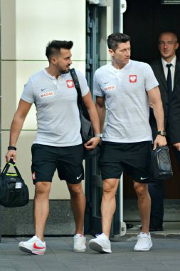 Varşova, Polonya. 12 Haziran 2018. Polonya Millî Futbol Takımı futbolcusu