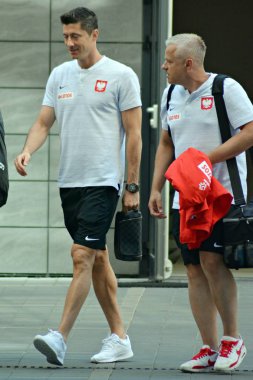 Varşova, Polonya. 12 Haziran 2018. Polonya Millî Futbol Takımı futbolcusu