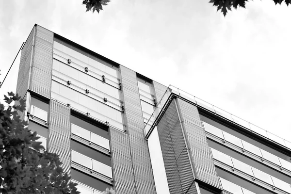 Modern apartman dış görünüşü. siyah ve beyaz.