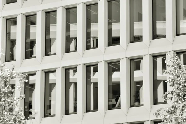 Modern ofis binası duvar yapılmış çelik ve cam. Siyah ve beyaz.