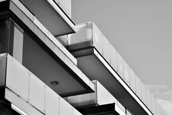 Modern Apartment Building Exterior Black White — Stock Photo, Image