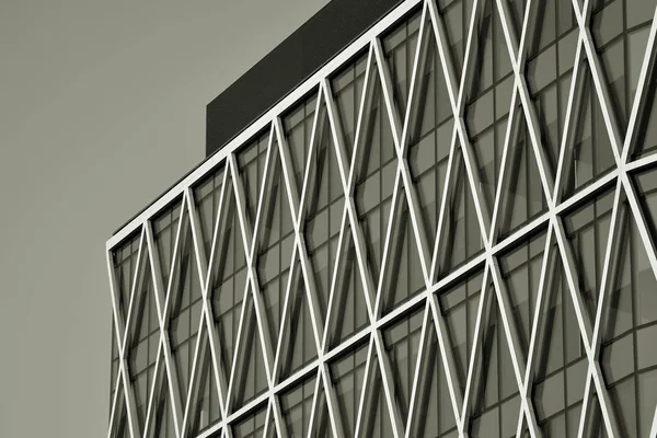 Modern ofis binası duvar yapılmış çelik ve cam. Siyah ve beyaz.