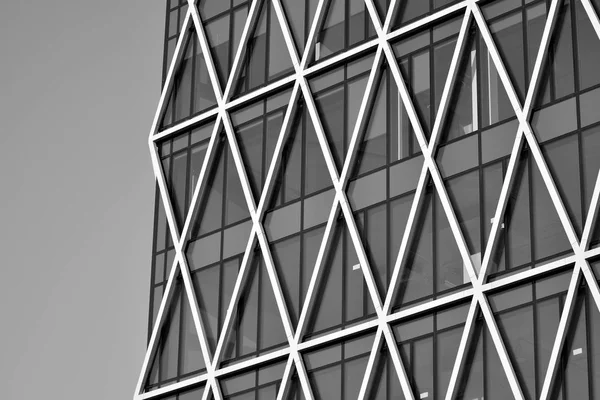 Modern ofis binası duvar yapılmış çelik ve cam. Siyah ve beyaz.