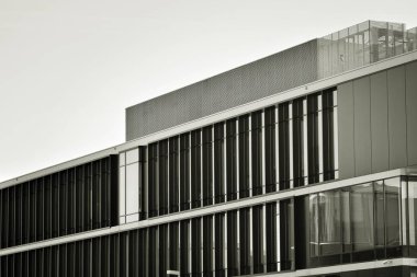 Kentsel arka plan, modern Cam cephe, detay ofis iş Binası