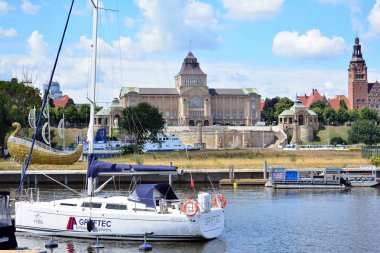 Szczecin, Polonya. 25 Haziran 2018. Yat limanına Szczecin City