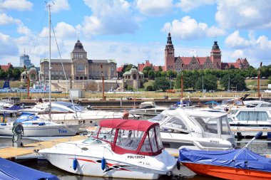 Szczecin, Polonya. 25 Haziran 2018. Yat limanına Szczecin City