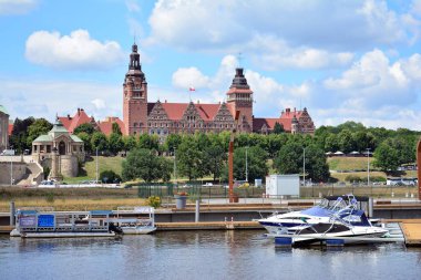 Szczecin, Polonya. 25 Haziran 2018. Yat limanına Szczecin City