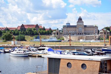 Szczecin, Polonya. 25 Haziran 2018. Yat limanına Szczecin City