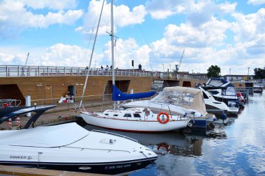 Szczecin, Polonya. 25 Haziran 2018. Yat limanına Szczecin City