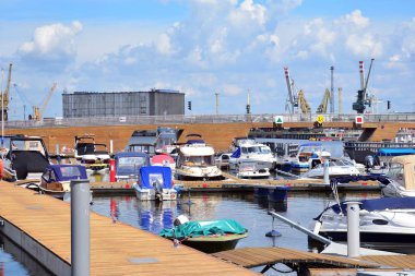 Szczecin, Polonya. 25 Haziran 2018. Yat limanına Szczecin City