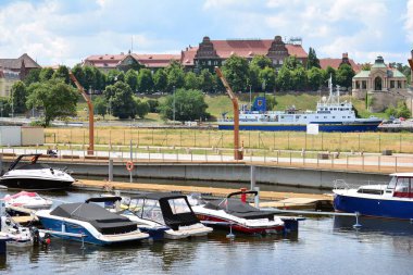 Szczecin, Polonya. 25 Haziran 2018. Yat limanına Szczecin City