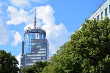 Szczecin, Polonya. 25 Haziran 2018. Szczecin en yüksek binası. 128 metre yükseklikte Pazim kule ofis