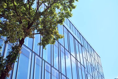 蓝色的清洁玻璃墙的现代摩天大楼modern gökdelenin mavi temiz cam duvar