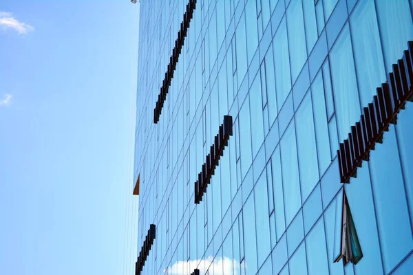 Mur Verre Bleu Propre Gratte Ciel Moderne — Photo