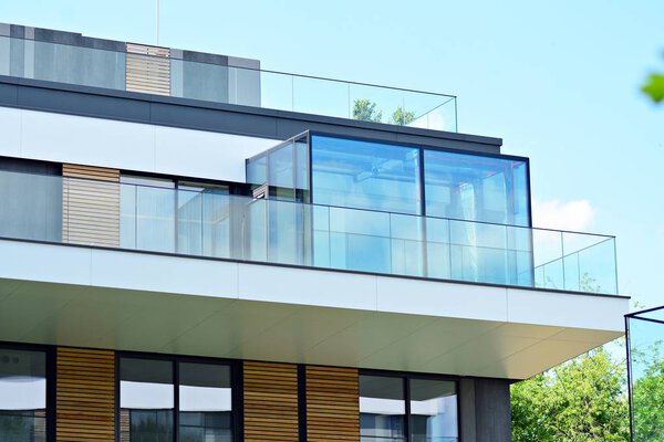 Detail of a new modern apartment building