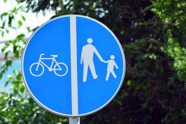 Bisiklet lane, mavi yol işaret yuvarlak