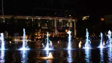 Varşova, Poland.8 Temmuz 2018. Avrupa Meydanı Çeşmesi