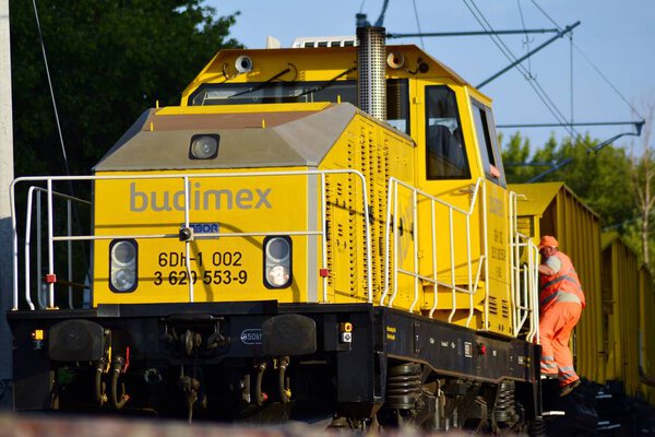 Варшава, Польша. 23 июля 2018 года. Строительный поезд. Строительство железной дороги на станции Варшава Воля
.