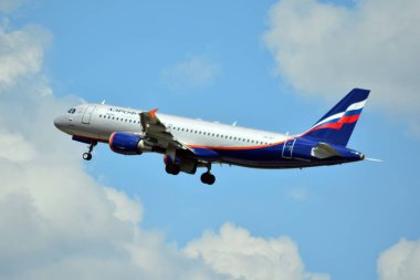 Varşova, Polonya. 26 Temmuz 2018. Uçak Vq Bit Aeroflot - Rus hava yolları'nın Airbus A320-Varşova Chopin Havaalanından kalktıktan 214.