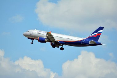 Varşova, Polonya. 26 Temmuz 2018. Uçak Vq Bit Aeroflot - Rus hava yolları'nın Airbus A320-Varşova Chopin Havaalanından kalktıktan 214.