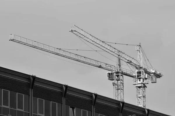 Будівництво Під Будівництво Будівельна Ділянка Чорно Білий — стокове фото