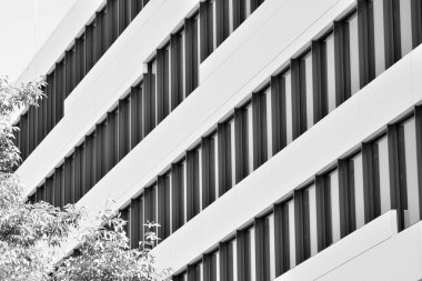 Modern ofis binası duvar yapılmış çelik ve cam. Siyah ve beyaz.