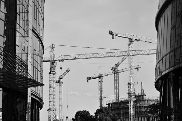 Gebäude Bau Baustelle Schwarz Weiß — Stockfoto