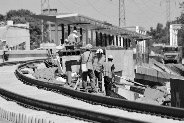 Edificio Costruzione Cantiere Bianco Nero — Foto Stock