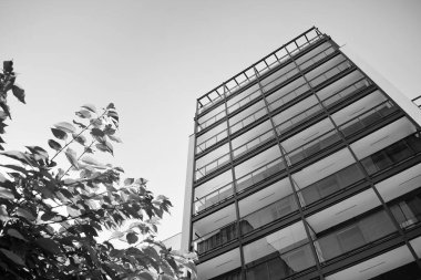 Modern apartman dış görünüşü. siyah ve beyaz.