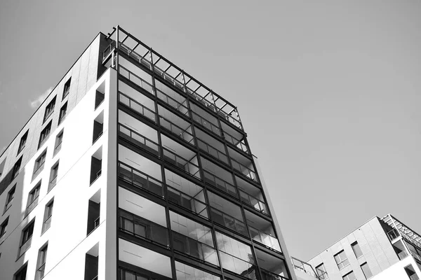 Modern Apartment Building Exterior Black White — Stock Photo, Image