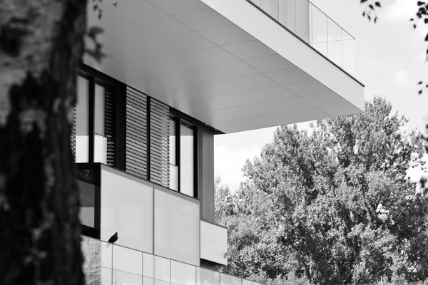 Modern Apartment Building Exterior Black White — Stock Photo, Image